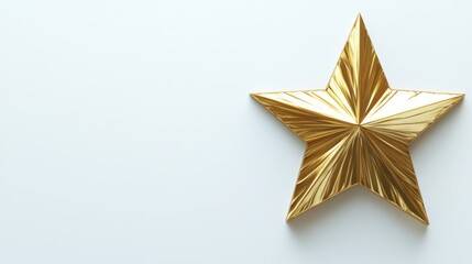 Obraz premium A minimalist gold star shape set against a clean white backdrop, symbolizing luxury and elegance for promotional materials