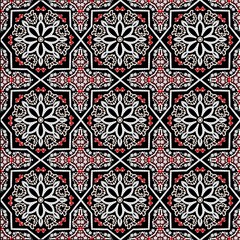 Fototapeta premium Indian ethnic tribal fabric patterns featuring floral designs in captivating. These patterns ethnic boast multi-dimensional beauty and vibrant imagery, ethnic meticulously crafted for the textile 