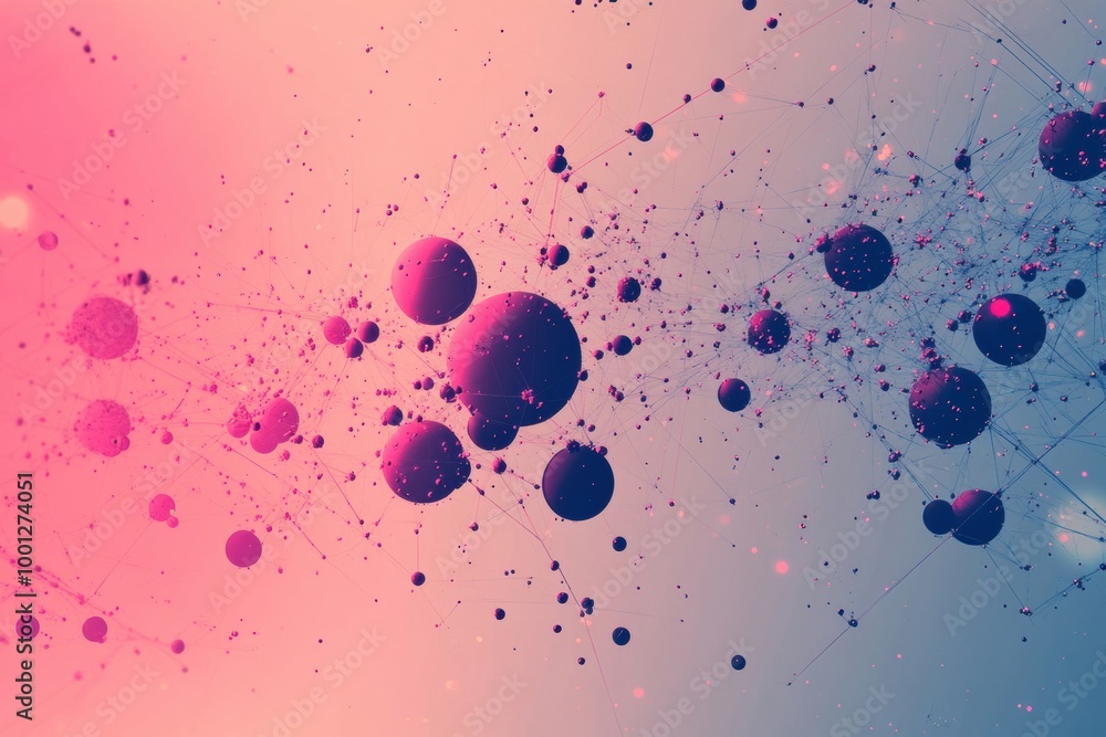 Leinwandbilder colorful abstract background showcasing molecules and chemical structures in a dynamic arrangement a