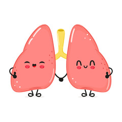 Lungs character. Everything is gonna be cool card. Vector hand drawn cartoon kawaii character illustration icon. Isolated on white background. Lungs character concept