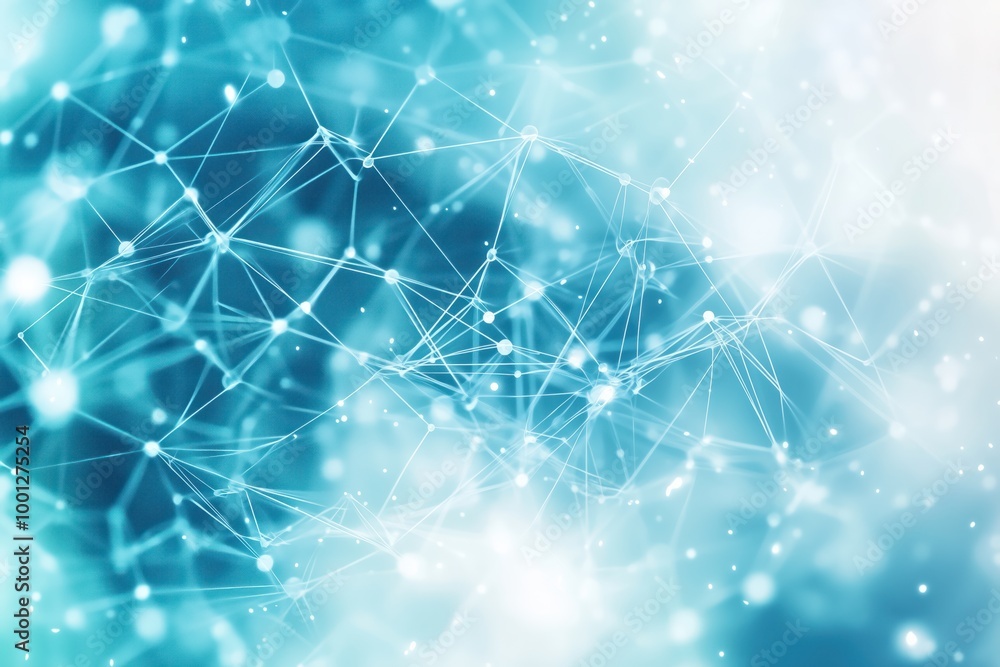 Poster abstract blue network background with connected dots and lines