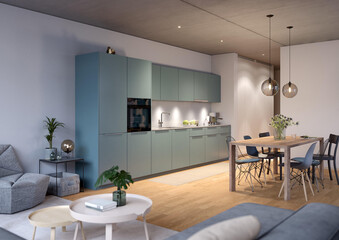 modern luxury dining room interior, 3d render