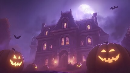 an old castle with Halloween decorations