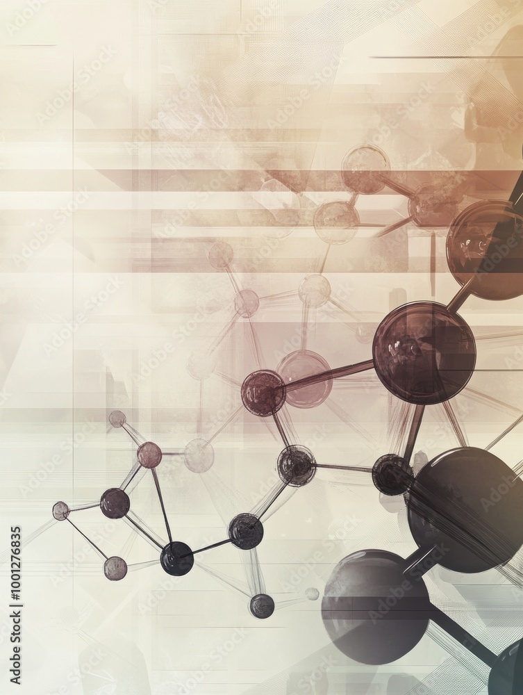 Fototapete abstract representation of molecules and chemical structures on a soft background with various hues 