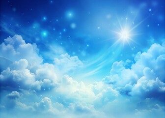 Vibrant celestial blue gradient background with subtle texture and gentle wisps of white cloud, evoking a sense of