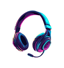 Stylized vector of a gaming headset with a built-in microphone.