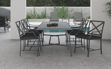 Modern luxury kitchen interior in minimal scandinavian style, 3d render
