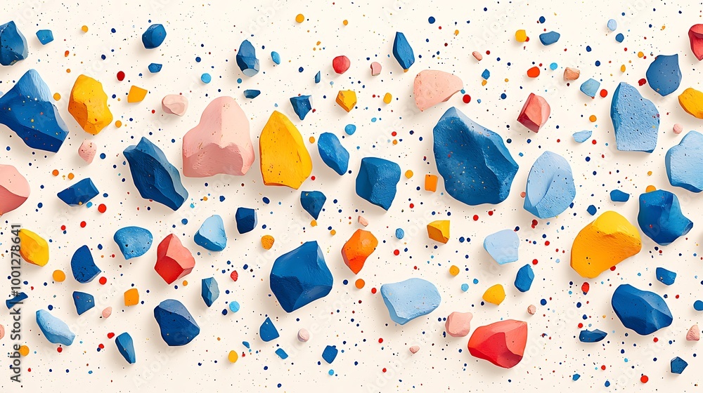 Poster an abstract pattern of colorful stones adds texture and vibrancy to the background.