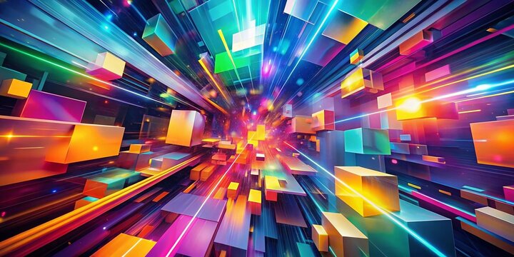 Vibrant colorful abstract geometric shapes blurred motion creative lights bokeh blur background perfect for digital