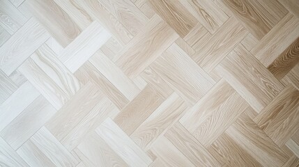 Elegant pastel oak parquet flooring in a soft, gentle color palette, arranged in a classic pattern to create a light, spacious feel.