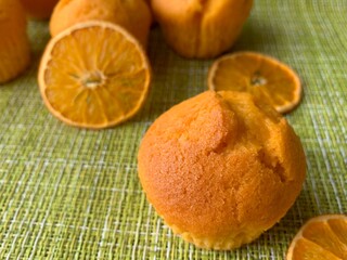 Juicy and flavorful orange muffins. festive pastries, delicious desserts