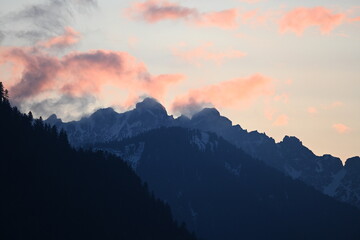 mountain peaks covered with snow