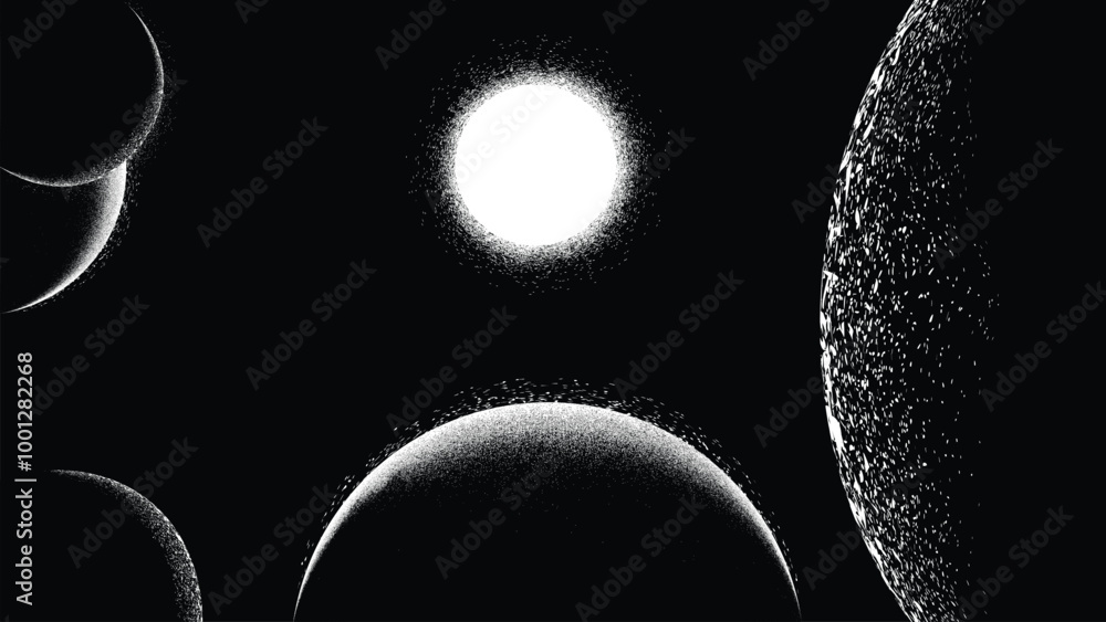 Canvas Prints star and exoplanet in outer space. futuristic landscape, with noise texture . space landscape with p