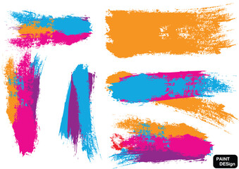Abstract vector paint color splash background isolated with textured strokes in blue,purple, red,pink, and yellow splatter brush. illustration vector design background