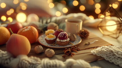 Festive winter treats with tea and citrus