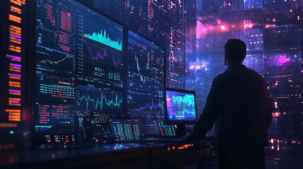 City cyber future. code digital interface. 