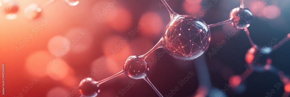 Poster Abstract representation of molecular structures and chemical bonds in a colorful background showcasing scientific beauty. Generative AI