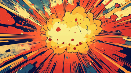 Boom comic background with lightning and explosion cartoon effects. cartoons. Illustrations
