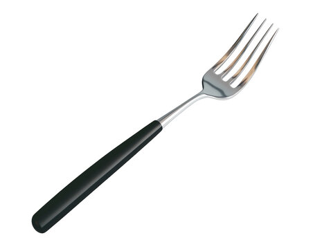 Long stainless steel meat fork on a white background, barbecue utensil. PNG transparent.