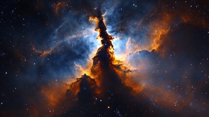 Fototapeta premium A stunning cosmic nebula showcasing vibrant colors and star formations in deep space.
