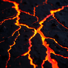 Cracks in the earth�fs crust filled with glowing lava