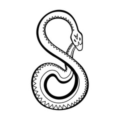 Obraz premium Snake eating it's own tail symbol. The ouroboros interpretation illustration. Tatto idea. The symbol of an everlasting cycle or a cycle of life, death, and rebirth.