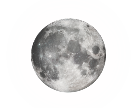full moon isolated on transparent background.