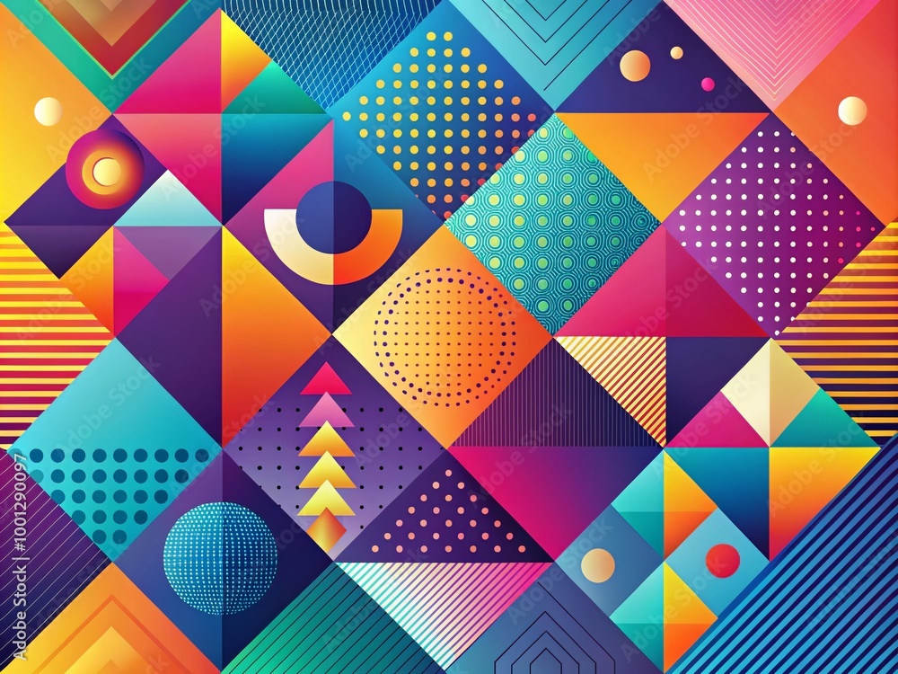 Poster vibrant geometric shapes and subtle textures combine in a modern, abstract design, perfect for addin