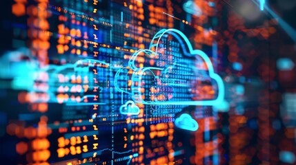 Fototapeta premium Abstract digital illustration of a cloud computing concept.