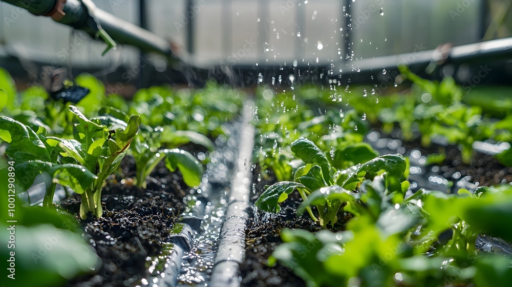 Aufkleber automated greenhouse irrigation system with sensor-driven water distribution for optimal plant