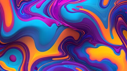 Obraz premium Fluid abstract liquid art with neon colors and swirling motion creating a vibrant and futuristic visual effect