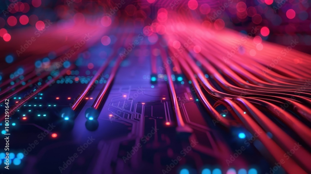 Aufkleber abstract futuristic technology background with glowing lines and orbs.
