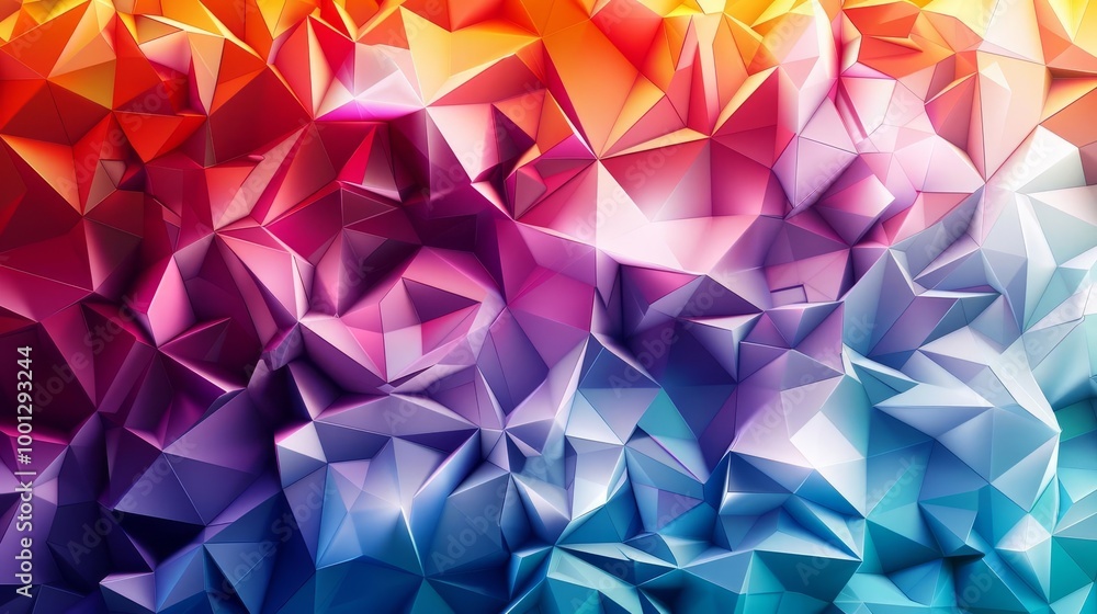 Poster abstract colorful geometric background with vibrant hues and triangular shapes.