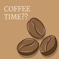 Illustration vector design of coffee time with coffee bean