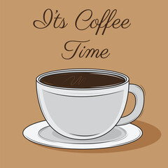 Illustration vector design of coffee time with a cup of coffee