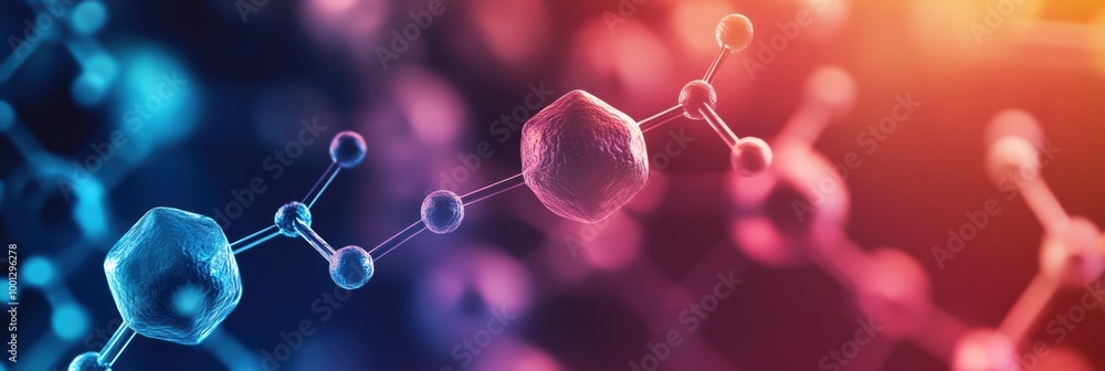 Fototapete abstract visualization of molecular structures and chemical formations in vibrant colors showcasing 
