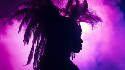 Fototapeta premium Captivating Silhouetted Woman in Neon Nightclub Atmosphere