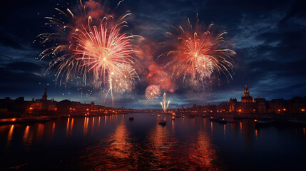 Fototapeta premium fireworks. fireworks on the night sky. fireworks over the night sky