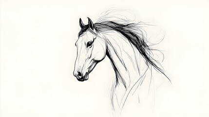 Majestic Horse Silhouette Sketch Depicting Power and Grace