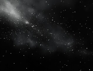 Obraz premium Black background with stars. White particles of space dust floating in the air