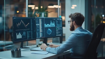 Business Analyst Reviewing Performance Metrics in Office