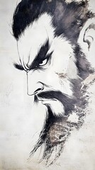 Fototapeta premium Male Gaze Close-Up, Minimalist Pencil Drawing, Abstract Image, Texture, Pattern Background, Wallpaper, Smartphone Cover and Screen, PC, Laptop, 9:16 and 16:9 Format