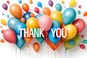 Thank you message, balloons background