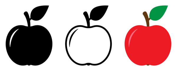 Apple icon. Red apple in flat style,  apple sign symbol for web site and app design.