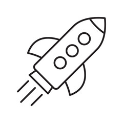 Rocket line icon. Rocket launch icon. Flying rocket icon.