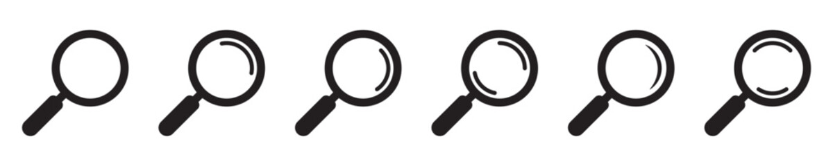 Magnifying glass icon, magnifier or loupe icon. Search icon.