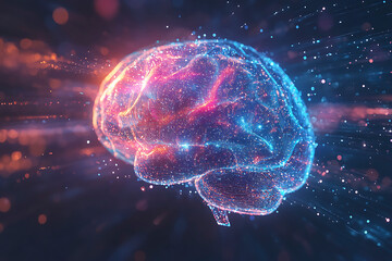 Fototapeta premium Dynamic AI Brain Model with Abstract Neural Patterns