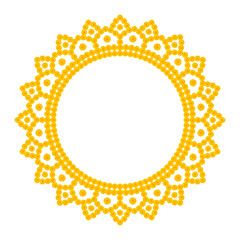 Yellow Marigold floral mandala border for festive design, wedding, Dussehra, Diwali and holiday greeting frame