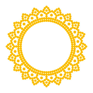 Yellow Marigold floral mandala border for festive design, wedding, Dussehra, Diwali and holiday greeting frame