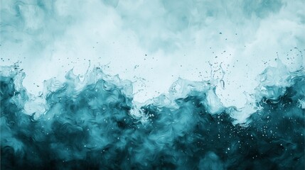 Obraz premium A dynamic ocean scene featuring vibrant waves crashing against each other, showcasing shades of blue and white foam.